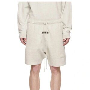 Fear of God Essentials Sweat Shorts Mens Small Light Heather Oatmeal Logo NWT